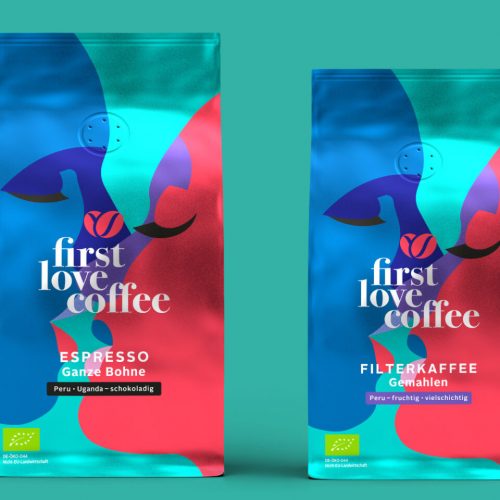 FirstLoveCoffee Kaffeetüten Frontalansicht